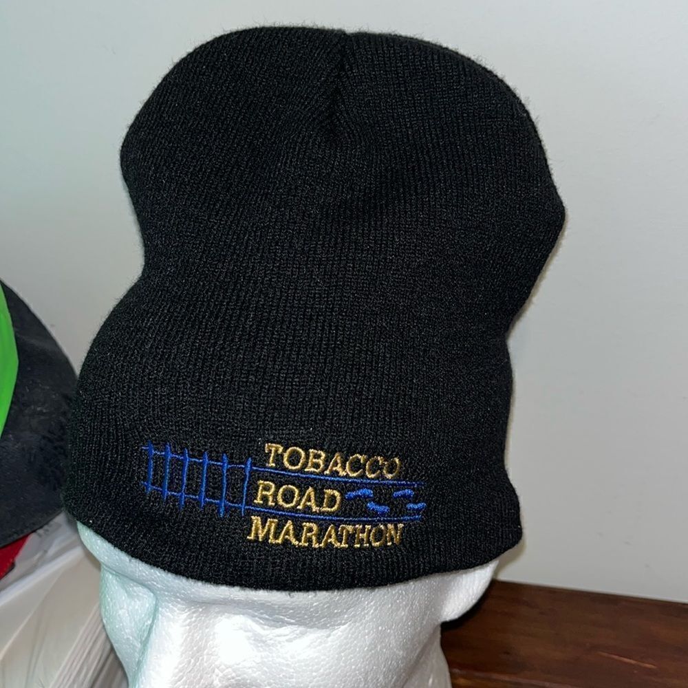 Black Raleigh NC Tobacco Road Running Marathon Knit Beanie Winter Ski Cap Hat